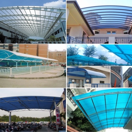 Mái Che Kính Cường Lực-Mái Che Giếng Trời - Mái Che Tấm Polycacbonatee